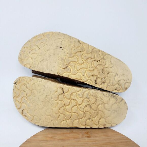 Birkenstock Arizona 38 Womens 7 Sandals Gold Pebble Leather Reptile Buckle Slide - Picture 12 of 12